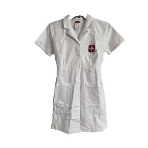 Dickies women's medical dress WHITE nurse costume size cotton MEDIUM EUC G1